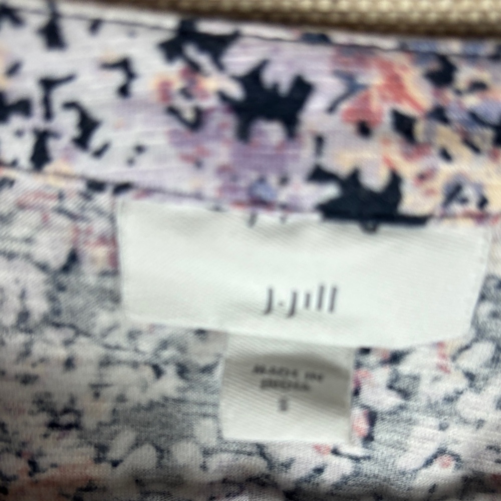J. Jill > Floral Purple V Neck Long Sleeve Top Small - Picture 5 of 8